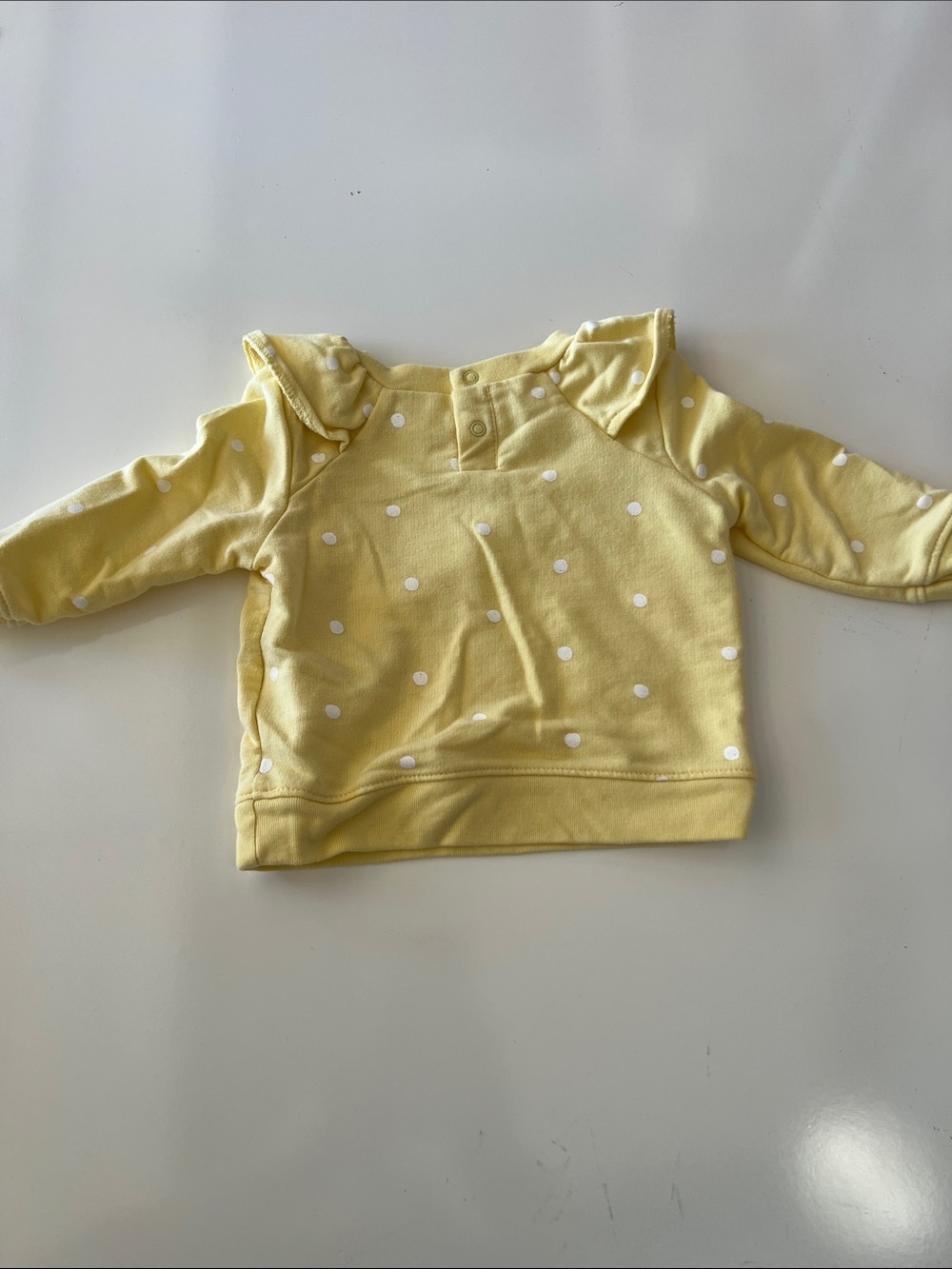 Cat & Jack Yellow Long Sleeve Polka Dot Ruffle Shoulder Tee